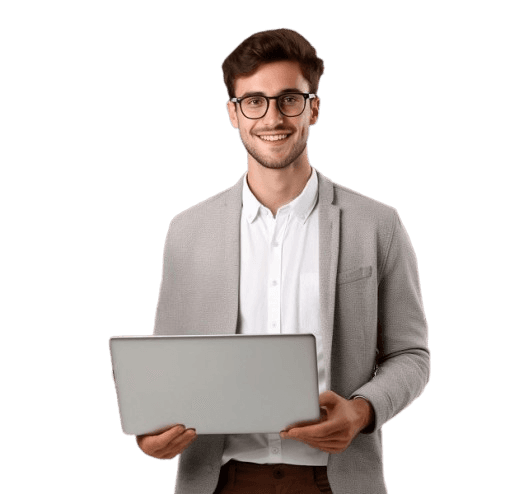 IT consultant working on a laptop